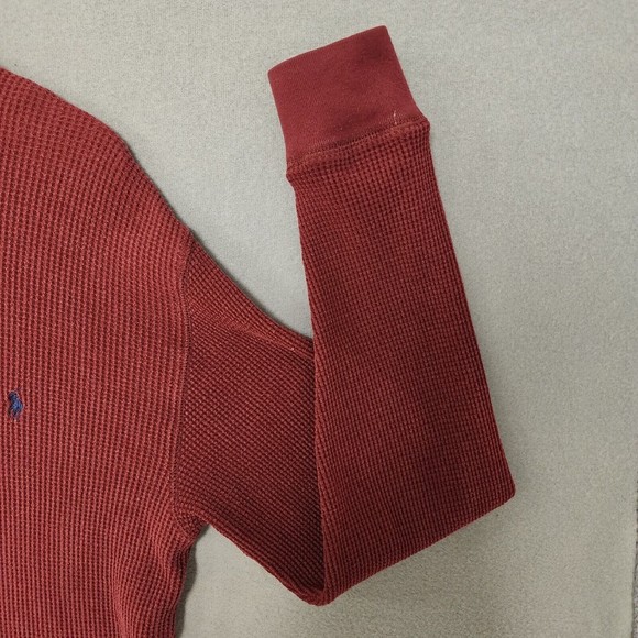 Polo Ralph Lauren Shirt Mens Small Burgundy Vintage Thermal Long Sleeve - Picture 5 of 16